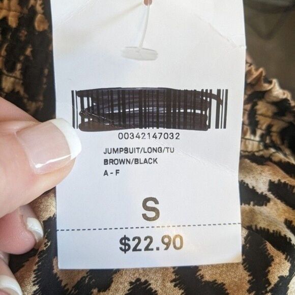 Forever 21 NWT rayon full length cheetah print strapless jumpsuit - S - Picture 5 of 7